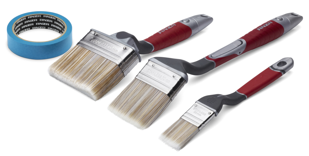 Anza fasadpenselsæt 3 pensler + tape